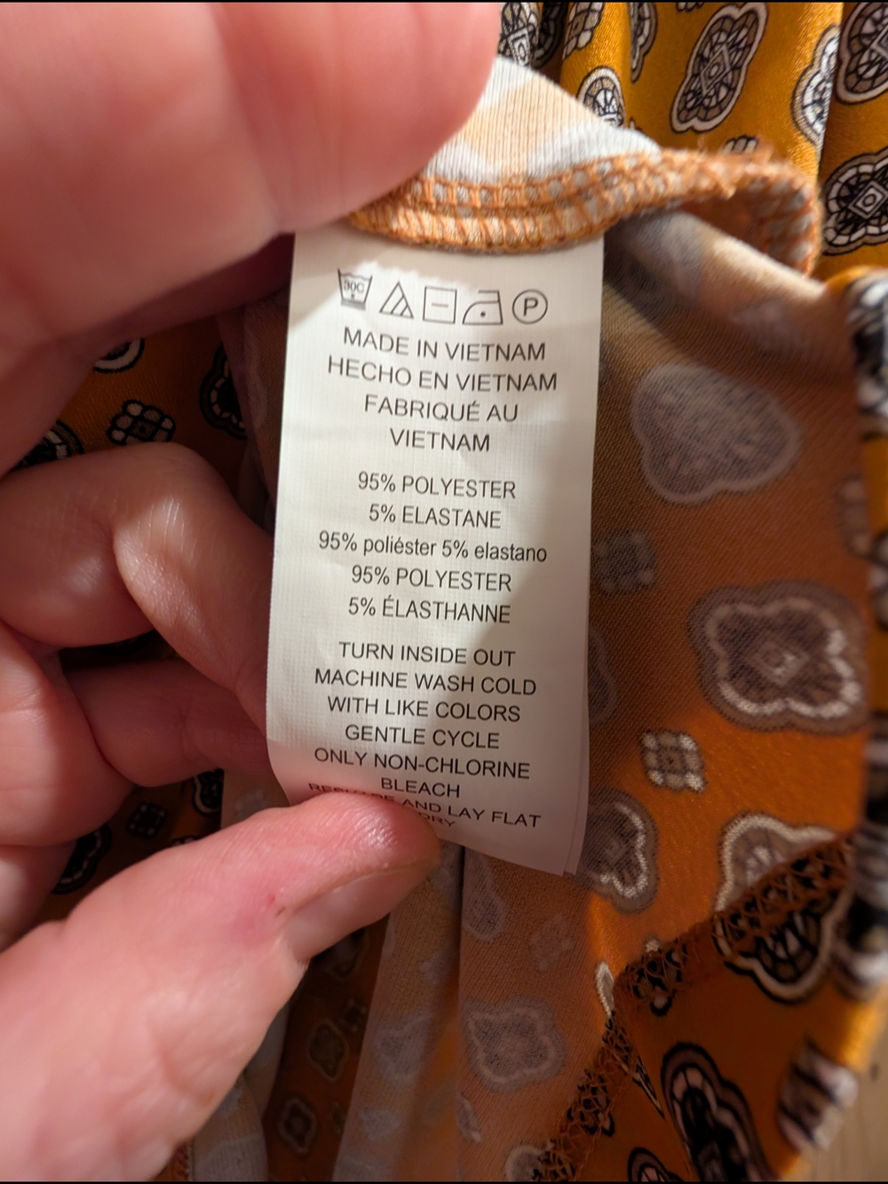 NWT Michael Kors Cowl Neck Geometric Print Top - Gold - Picture 4 of 7